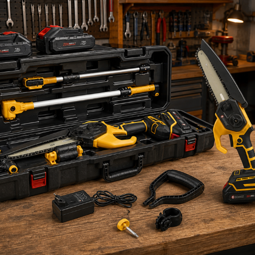 Motosierra Eléctrica Portátil con 4 Baterías Bivolt + REGALO: Bolsa de Herramientas Multiuso - Comprá 1 y Llevá 2