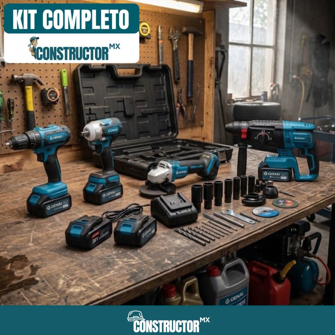 Kit Completo de Herramientas de Perforación, Corte e Impacto + REGALO: Batería Extra y Accesorios Complementarios